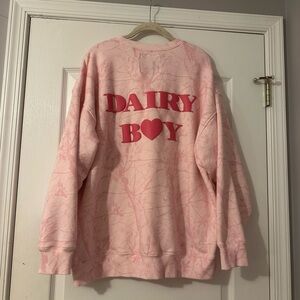 Dairy Boy Bubblegum Camo Oversized Crewneck L